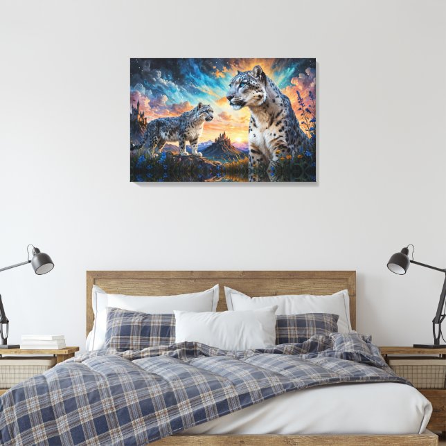 Toile Château de Leopard de Neige Levée de soleil réflex (Insitu(Chambre))