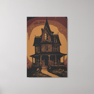 Toile Château Halloween Manoir Hanté Effrayant 