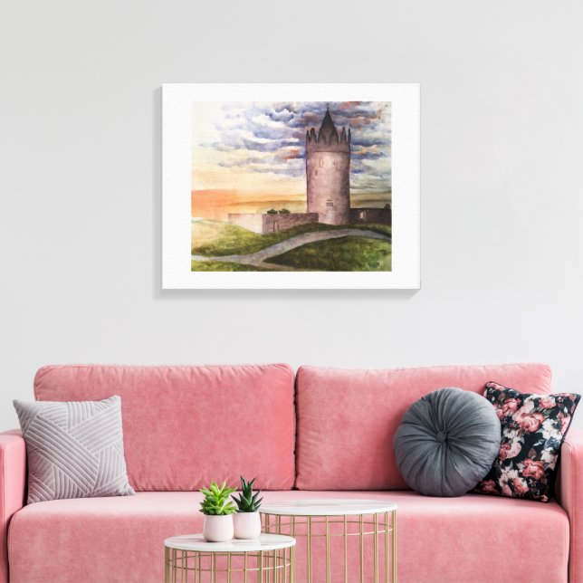 Toile Château irlandais à l'aquarelle à Doolin Comté Cla (Insitu(Salon))