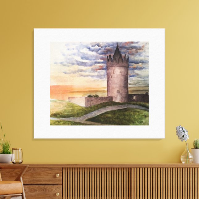 Toile Château irlandais à l'aquarelle à Doolin Comté Cla (Insitu(Salon))