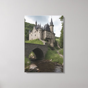 Toile Château médiéval au bord d'un ruisseau