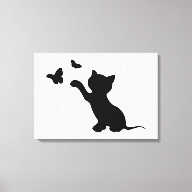 TOILE CHATON JOUANT AVEC DES PAPILLONS (Recto)