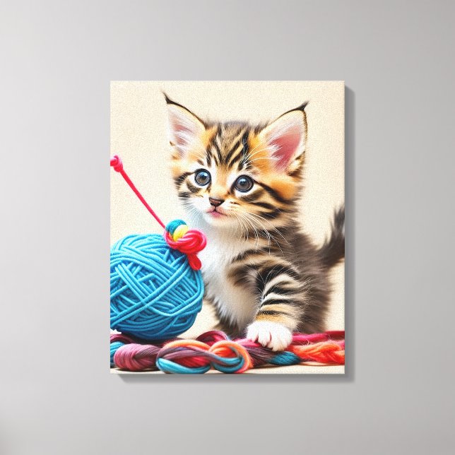 Toile Chaton jouant avec une balle de fil (Recto)