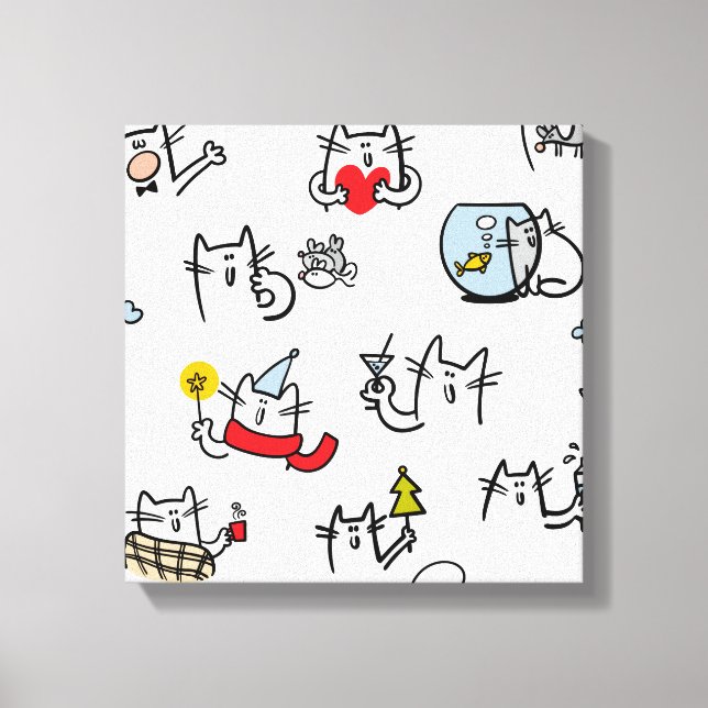 Toile Chats amusants, lait et magie. (Recto)