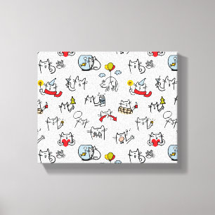 Toile Chats amusants, lait et magie.
