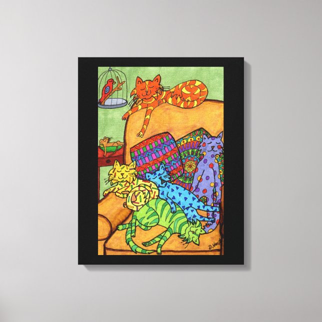 Toile Chats de dessin mignon couleur chaise de sejour do (Recto)