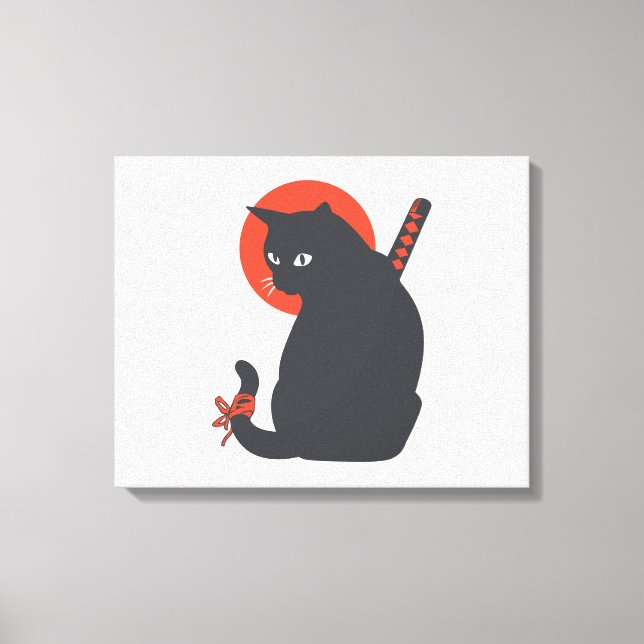 Toile Chats en guerrier Samurai - Choisir la couleur arr (Recto)