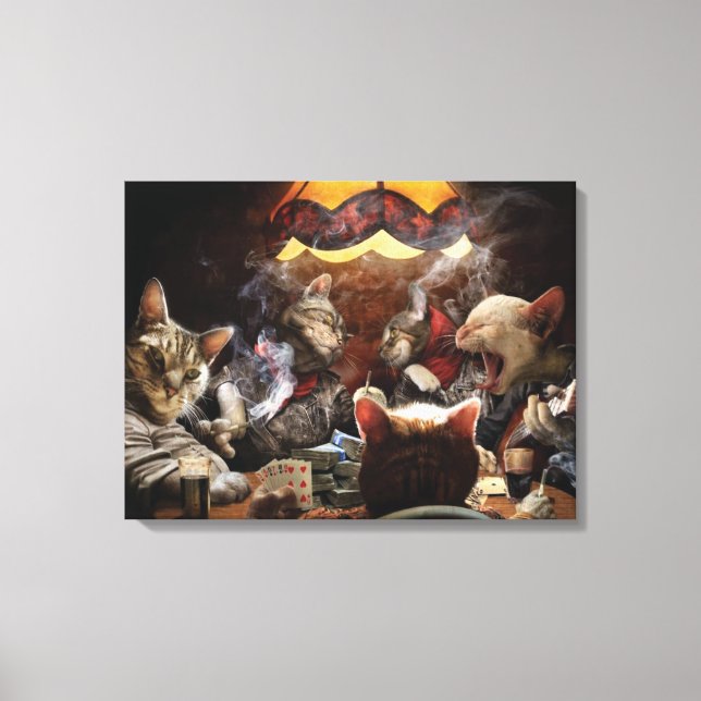 Toile Chats jouant au poker   (Recto)
