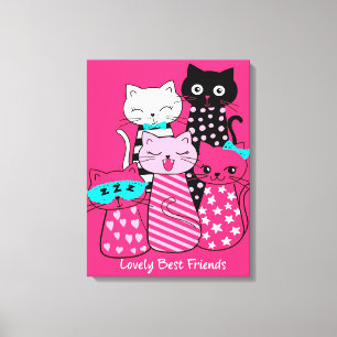 Toile Chats mignons Meilleurs Amis Cadeau Funny Chat Kit