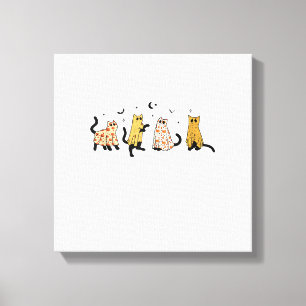 Toile Chats noirs drôles fantôme motif Halloween amateur