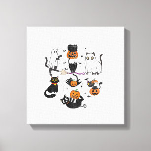 Toile Chats noirs mignons en costume de fantôme femmes e