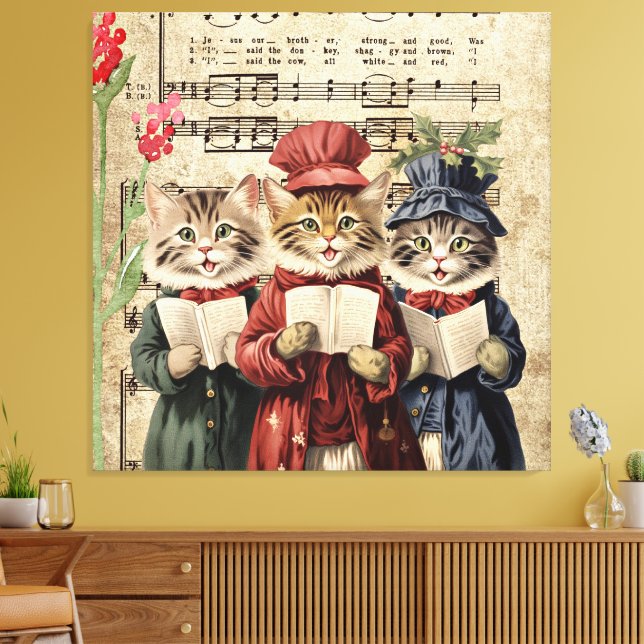 Toile Chats qui chantent des chants de Noël (Insitu(Salon))