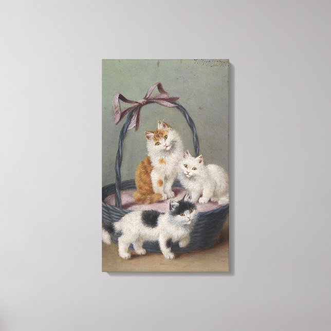 Toile Chats Sophie Sperlich vintage dans un panier (Recto)