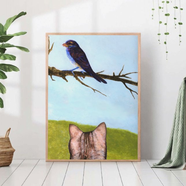 Toile Chats tigrés parlent aux oiseaux (Créateur téléchargé)