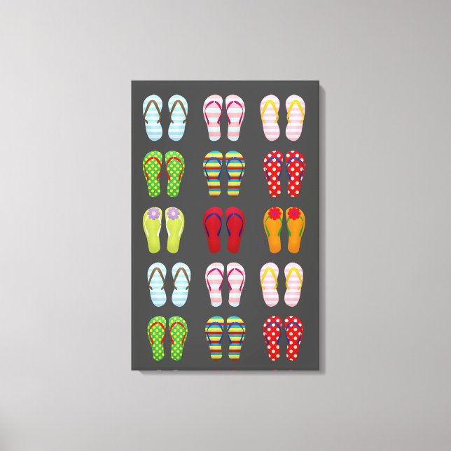 Toile Chaussures funky coloré tongs été (Recto)