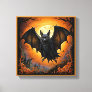 Toile Chauve-souris mignonne et effrayante d'Halloween d