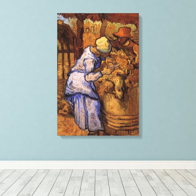 Toile Cheep Shearers (après Millet) par Vincent van Gogh (Insitu (Plancher de Bois))