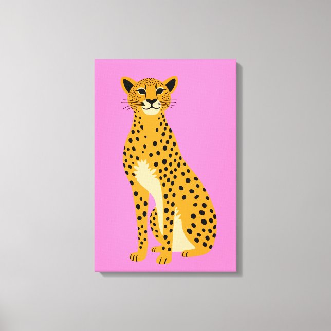 Toile Cheetah minimaliste en rose (Recto)