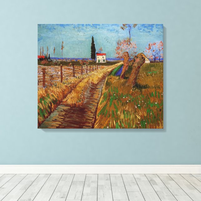Toile Chemin dans un champ, saules de Vincent van Gogh (Insitu (Plancher de Bois))