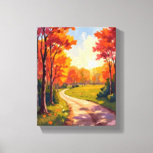 Toile Chemin d'Automne Paysage Naturel de Feuillage Ro