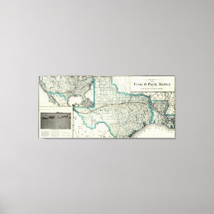 Toile Chemin de fer vintage Map (1903) du Texas et de la