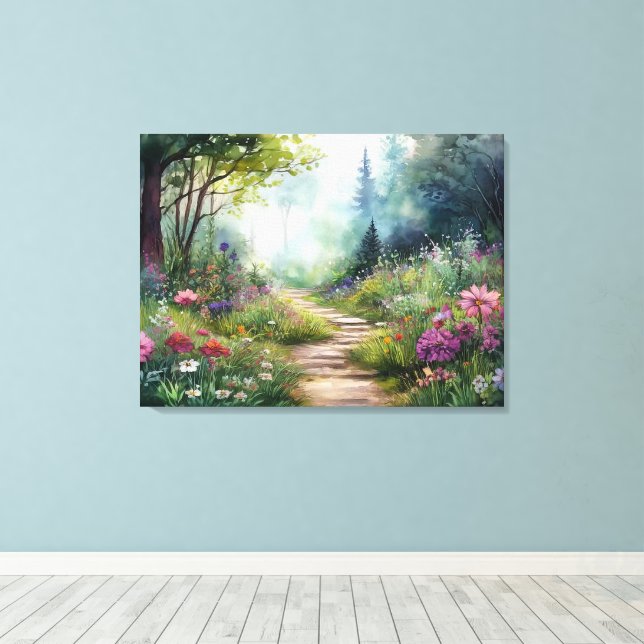 Toile Chemin des bois et fleurs sauvages (Insitu (Plancher de Bois))