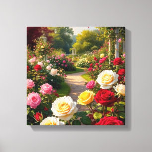 Toile Chemin du jardin Rose romantique - Cottagecore Wal