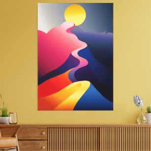 Toile Chemin vers le Soleil - Montagne Abstraite vibrant