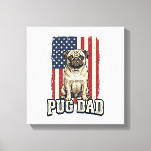 Toile Chemise de chien à gravure vintage patriotique Pug