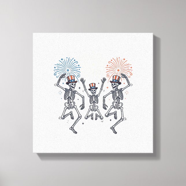 Toile Chemise Vintage Feux d'Artifice Squelette Dansant  (Recto)