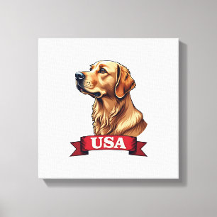 Toile Chemise vintage USA avec gravure Golden Retriever