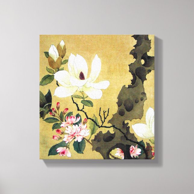 Toile Chen Hongshou Magnolia et Erect Rock (Recto)