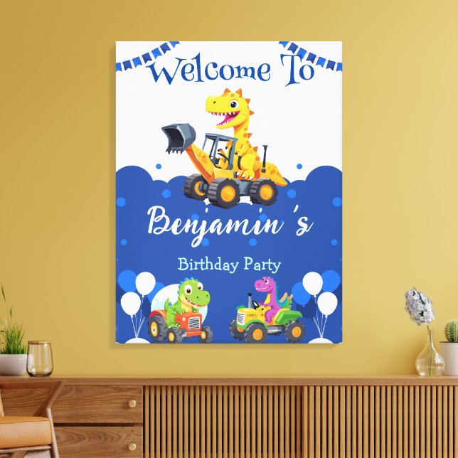 Toile Cher Dinosaure tracteur creuser ballon camion Anni (Insitu(Salon))