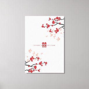 Toile Cherry Blossoms & Double Bonheur Mariage chinois