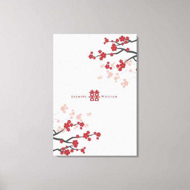 Toile Cherry Blossoms & Double Bonheur Mariage chinois (Recto)