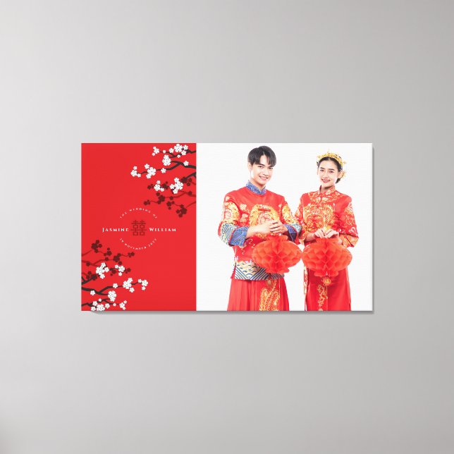 Toile Cherry Blossoms & Double Happiness Photo Mariage (Recto)