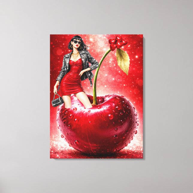 Toile Cherry Fashion Illustration Wall Art Print (Recto)