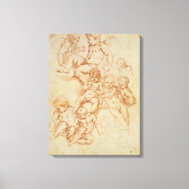 Toile Cherubs, début du 17ème siècle (craie rouge sur pa (Recto)