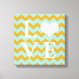 Toile Chervon Coeur jaune motif LOVE peinture murale