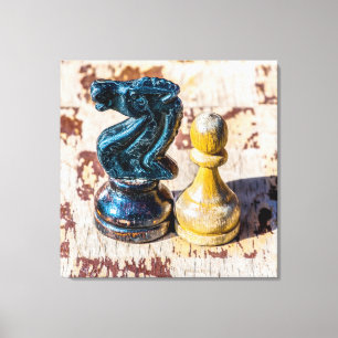 Toile Chess Pawn et Knight - anciens combattants