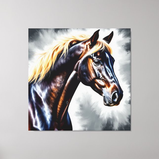 Toile Cheval à la crinière dorée fluide (Recto)