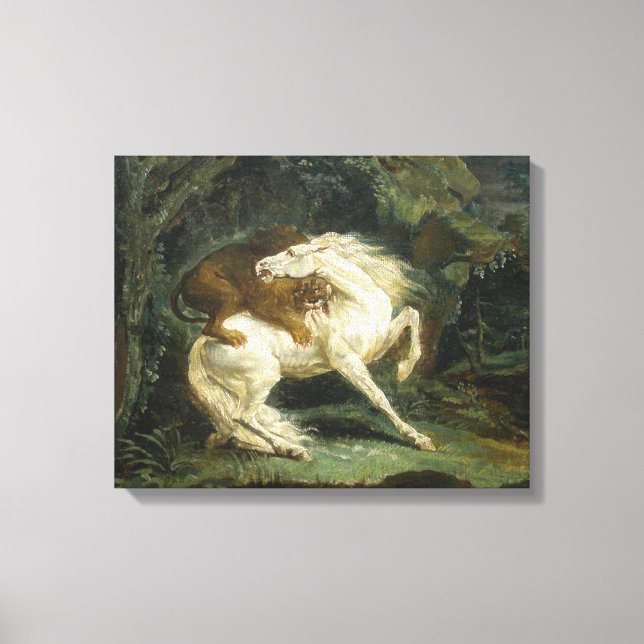 Toile Cheval attaqué par un lion (de Théodore Géricault) (Recto)