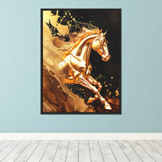 Toile Cheval au Galop Canvas Liquid Gold