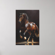 Cheval Belge Warmblood - Peinture à l'huile