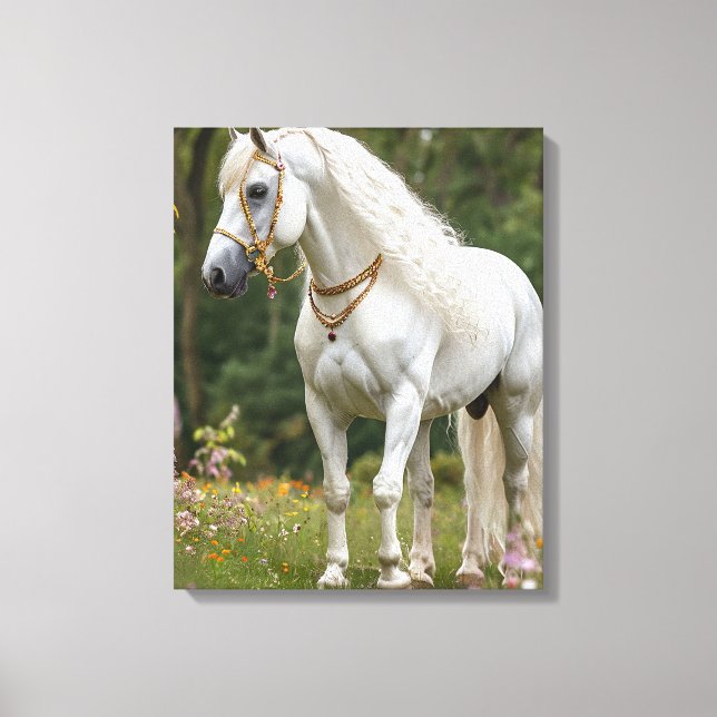 Toile Cheval blanc à la crinière flottante (Recto)