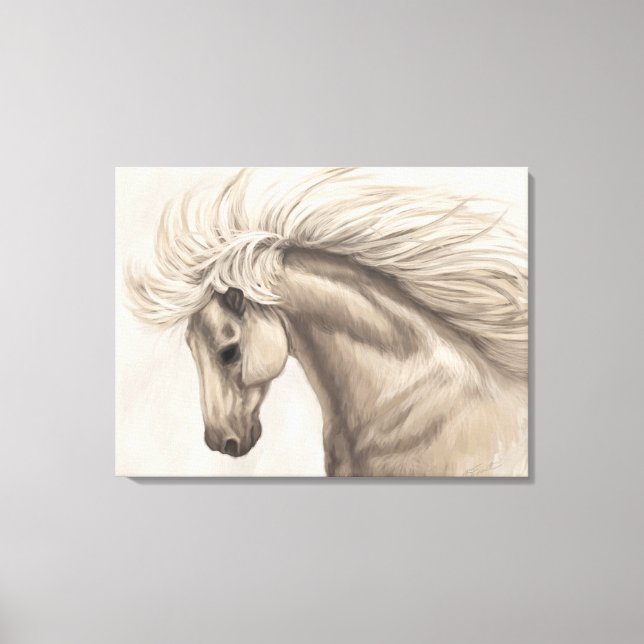 Toile Cheval blanc gris d'ivoire sauvage Mane (Recto)