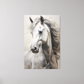Toile Cheval blanc monochrome | Grande peinture murale