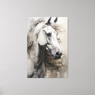 Toile Cheval blanc monochrome Grande peinture murale