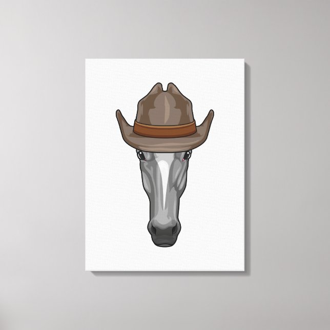 Toile Cheval comme Cowboy avec Casquette (Recto)