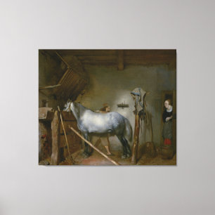 Toile Cheval dans une écurie, c.1652-54 (huile sur le